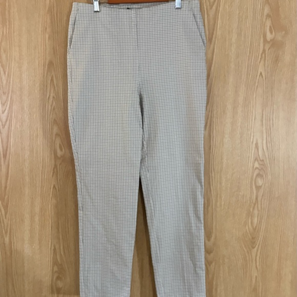 Rachel Zoe Tan and Black Plaid Pull-On Stretch Straight Ankle Pants - Picture 1 of 6